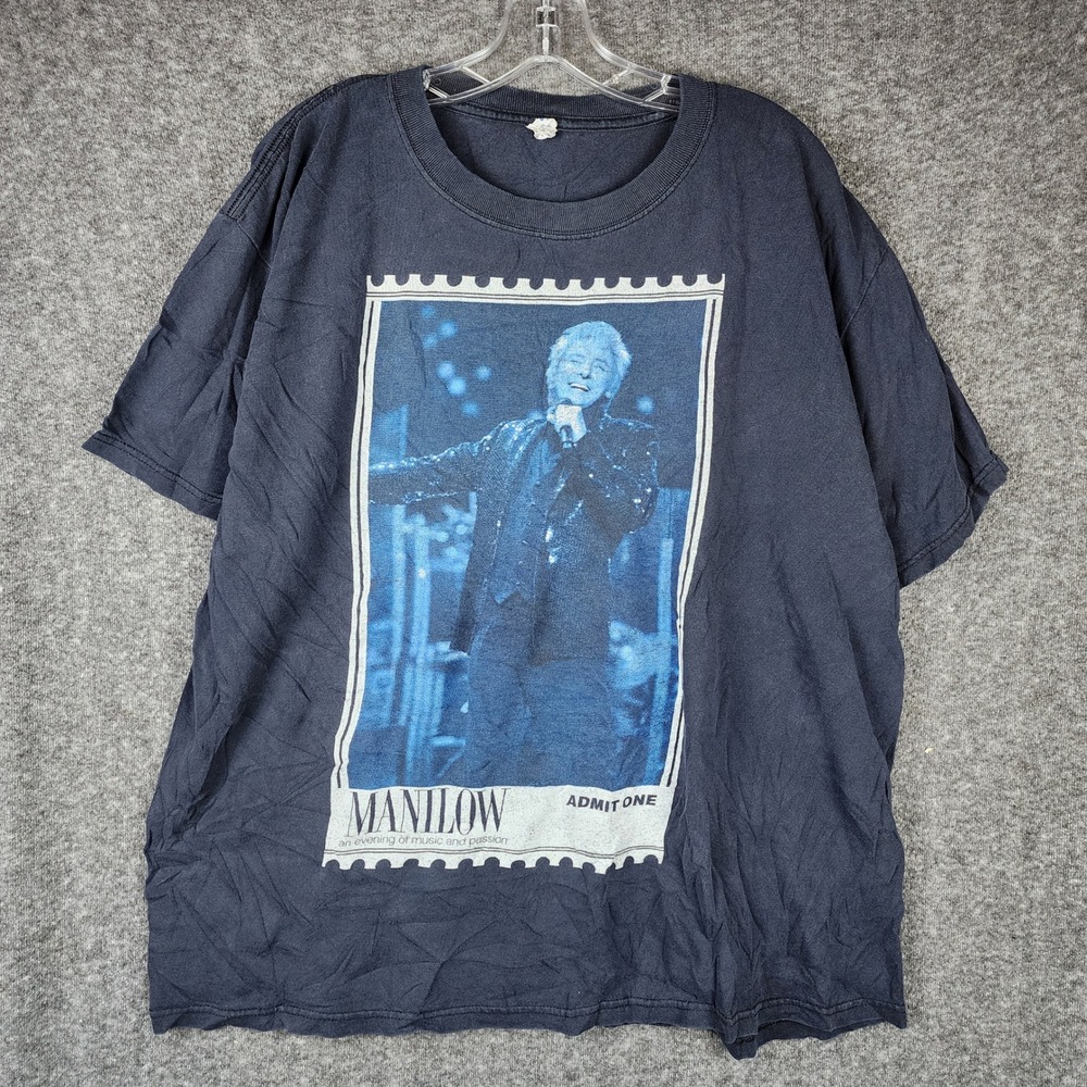 Barry Manilow Concert T-Shirt Mens 2X Black 2007 Tour Music and Passion Graphic